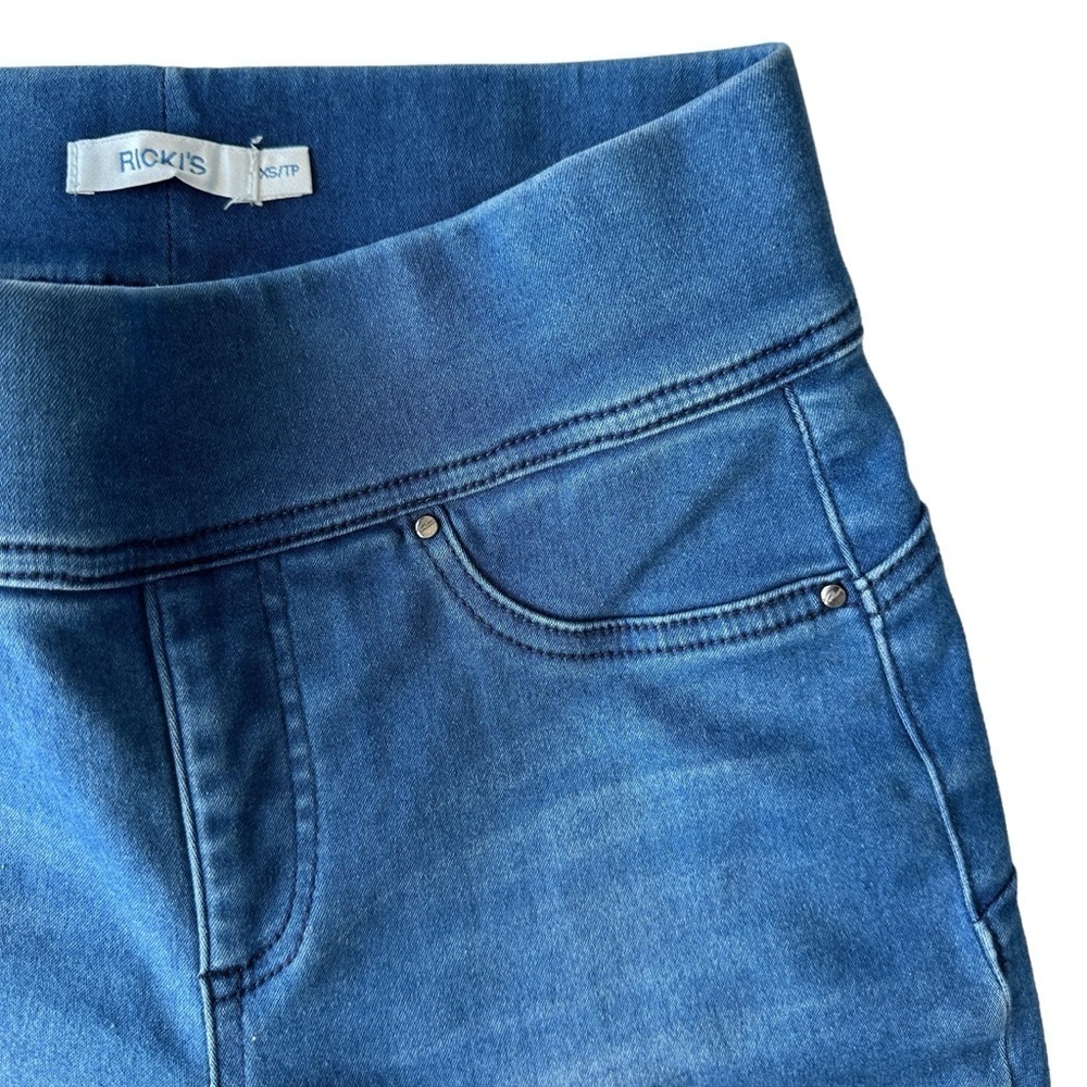 RICKI'S BLUE DENIM STYLE STRETCHY SKINNY LEGGINGS WOMENS SIZE XS - Picture 11 of 16